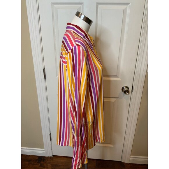 Tularosa Rainbow Striped Long Sleeve Button-Up Shirt, Size S - Picture 2 of 5